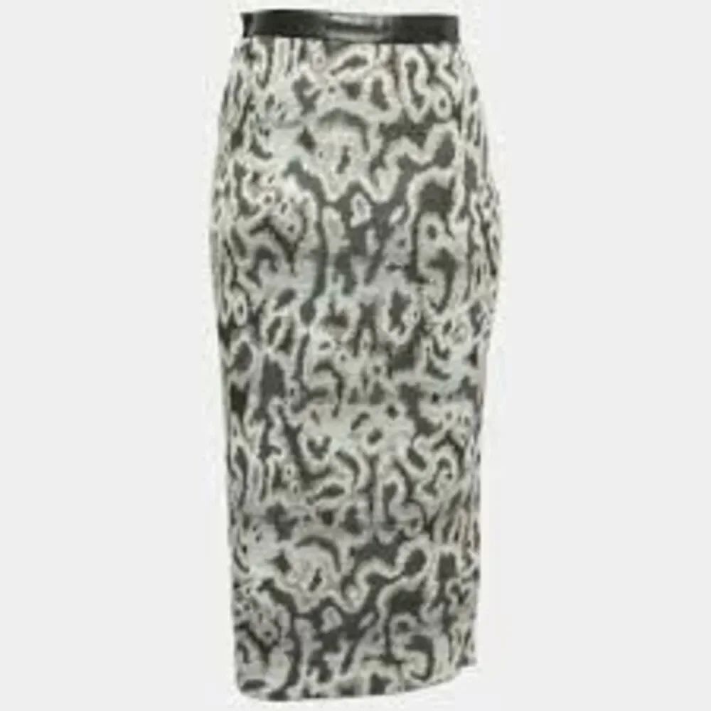 Missoni Jacquard Knit Pencil Midi Skirt Gray Black Abstract Animal Print Wool